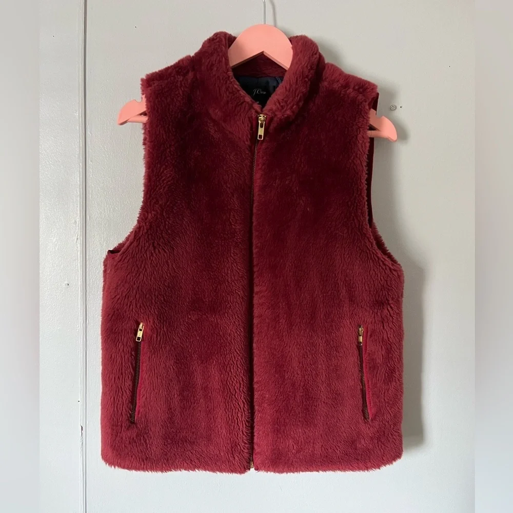 J. Crew Deep Red Fleece Vest